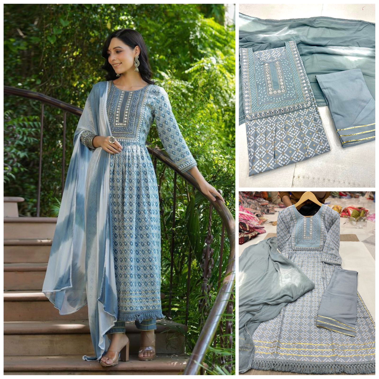  Jungle Book By Tdg Naira Cut Printed Embroidery Kurti With Bottom Dupatta Wholesalers In Delhi